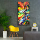 Expressionist painting print on canvas, fluid art painting print, vertical wall art, strata geology art, "Geological Time" giclee prints on canvas by Sally Trace, room view