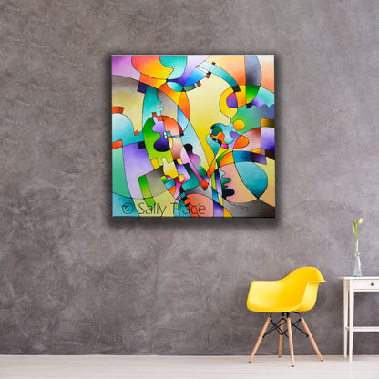 "Geometric Rhythms" Colorful, Lively Original Abstract Painting