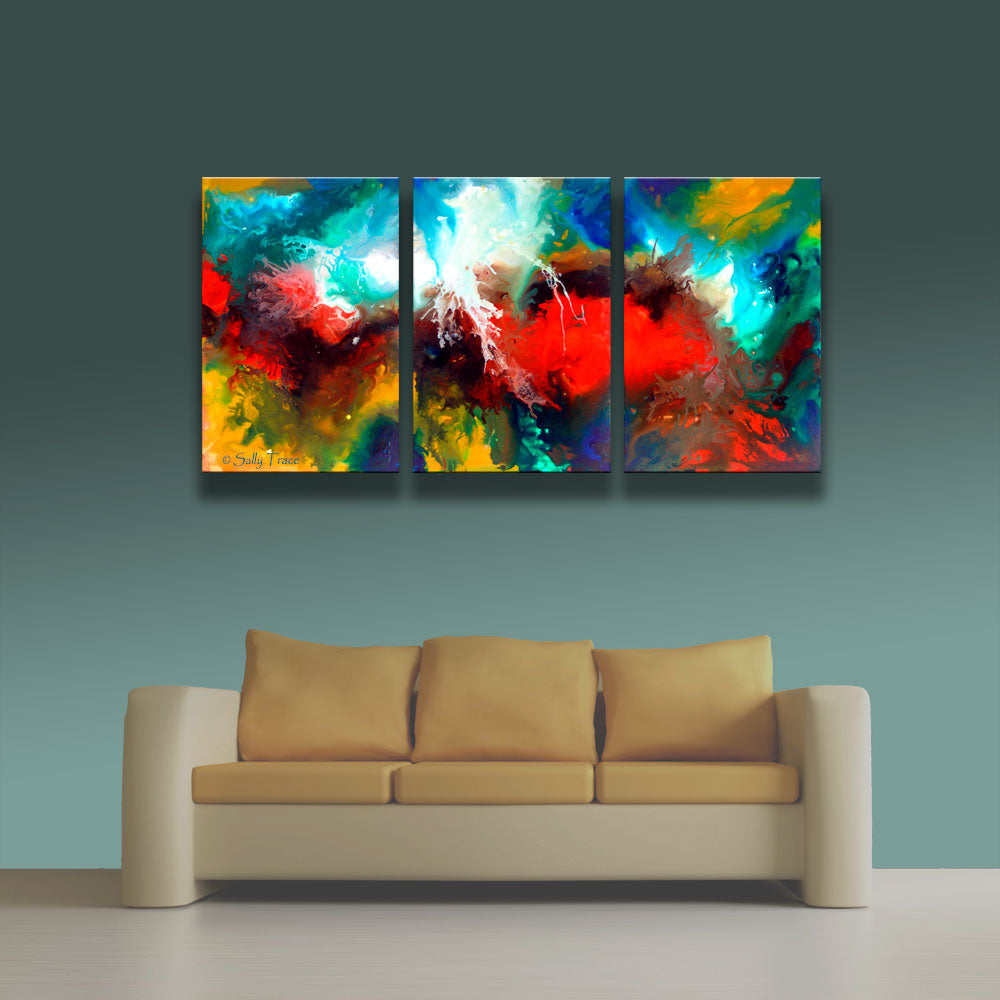 Glacial Expansion, giclee prints on canvas from the original abstract paintings by Sally Trace