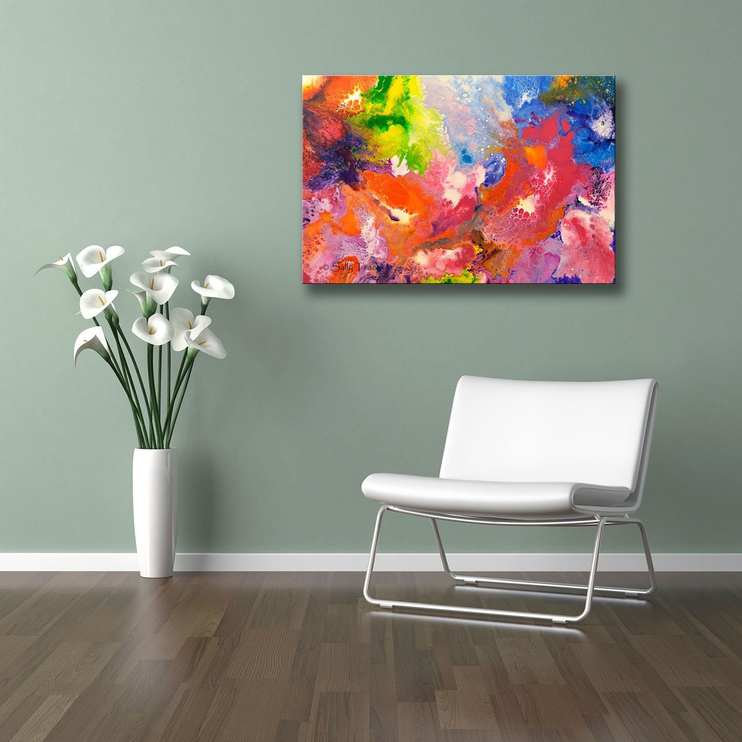 Playful Persuasion, original abstract fluid painting by Sally Trace