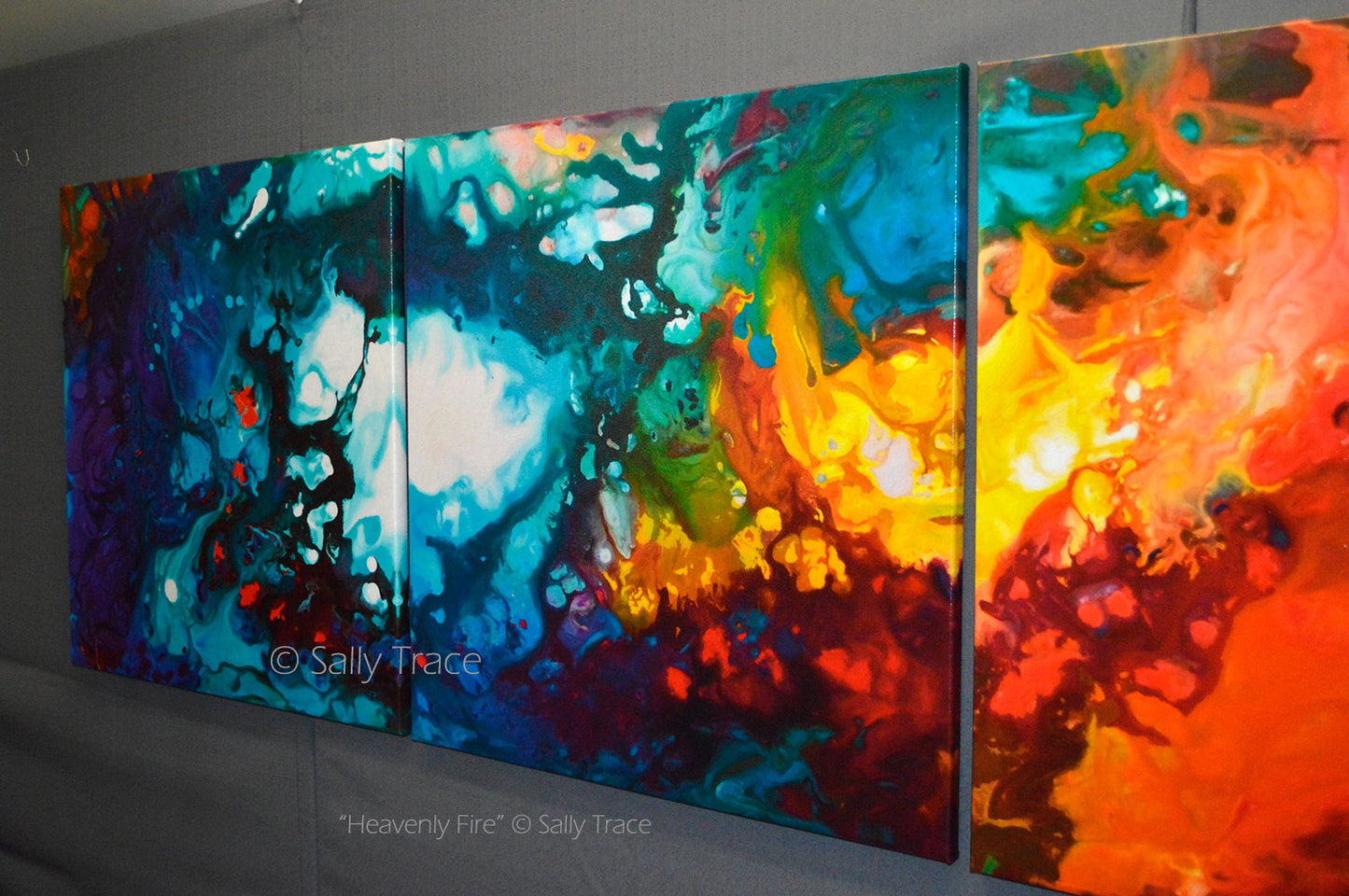 Heavenly Fire, triptych fine art prints by Sally Trace