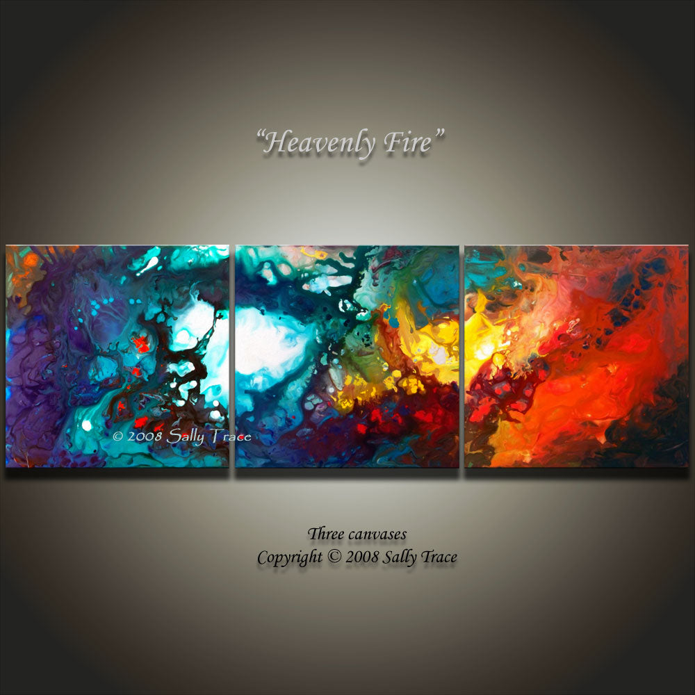 Heavenly Fire, triptych fine art prints by Sally Trace