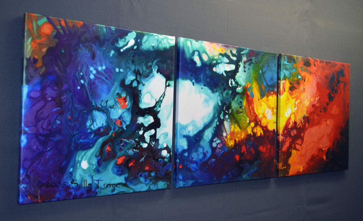 Heavenly Fire, triptych fine art prints by Sally Trace