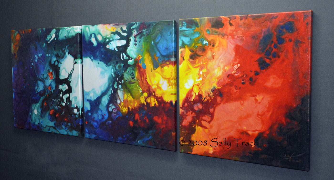 Heavenly Fire, triptych fine art prints by Sally Trace
