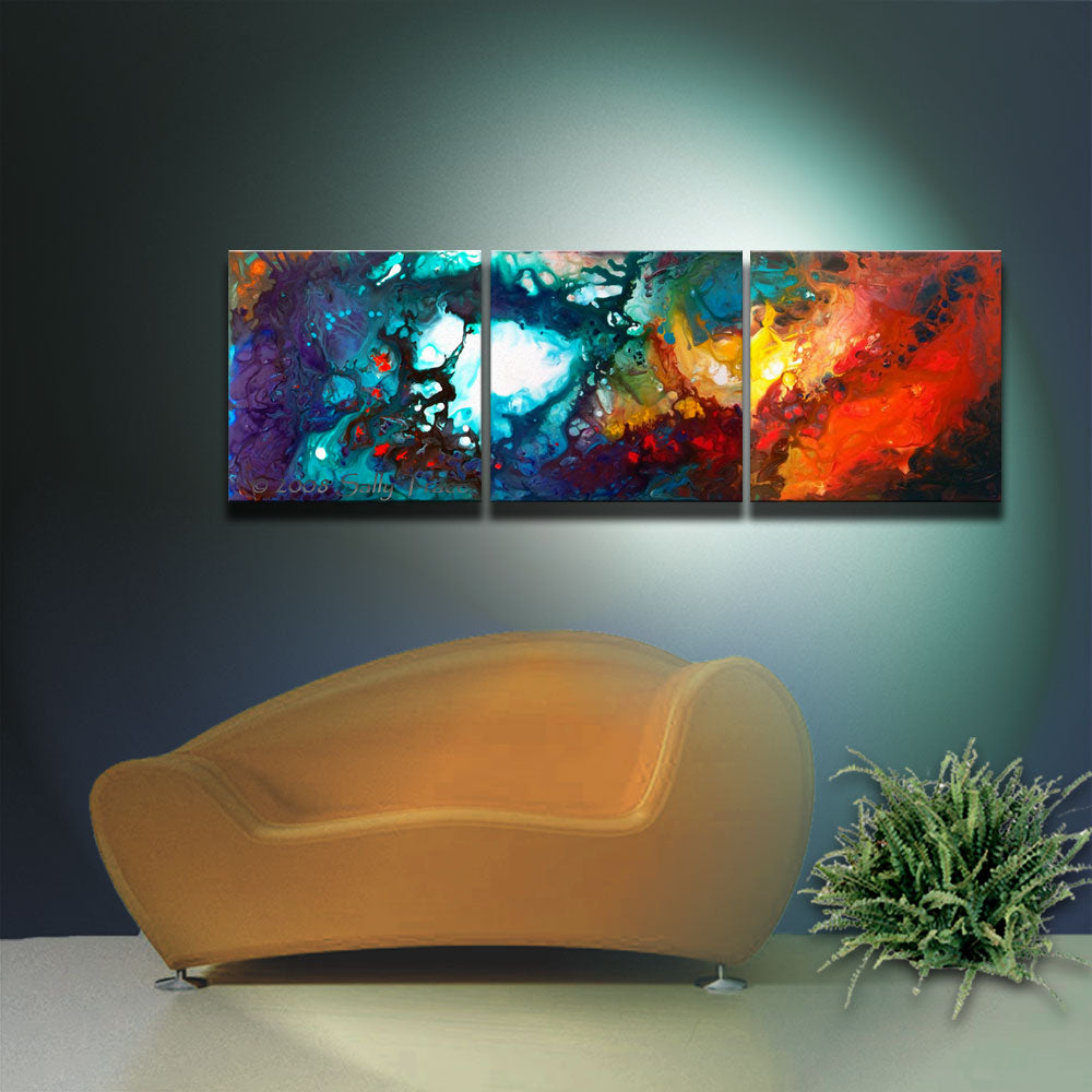 Heavenly Fire, triptych fine art prints by Sally Trace