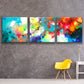 Holding the High Watch, large art prints from the original triptych painting by Sally Trace, horizontal triptych wall art, colorful modern bedroom designs, room view
