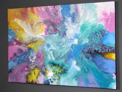 "When the Angel Came", Original Abstract Fluid Painting, Sold