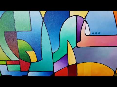 This is a video of Sally's original geometric painting "Synchronism"