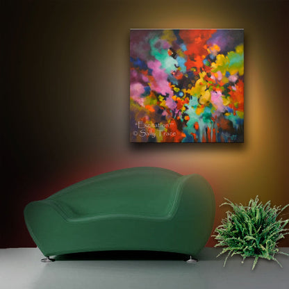 Excitation, giclee print on stretched canvas from the original textured abstract painting by Sally Trace