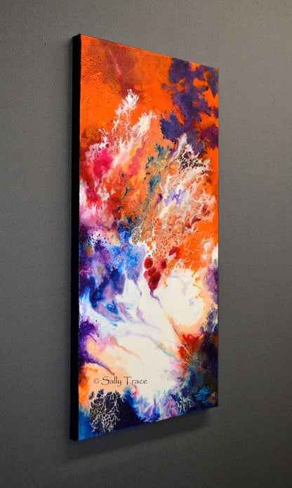 Reaching, original fluid pour painting