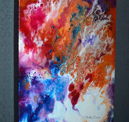 Reaching, original fluid pour painting