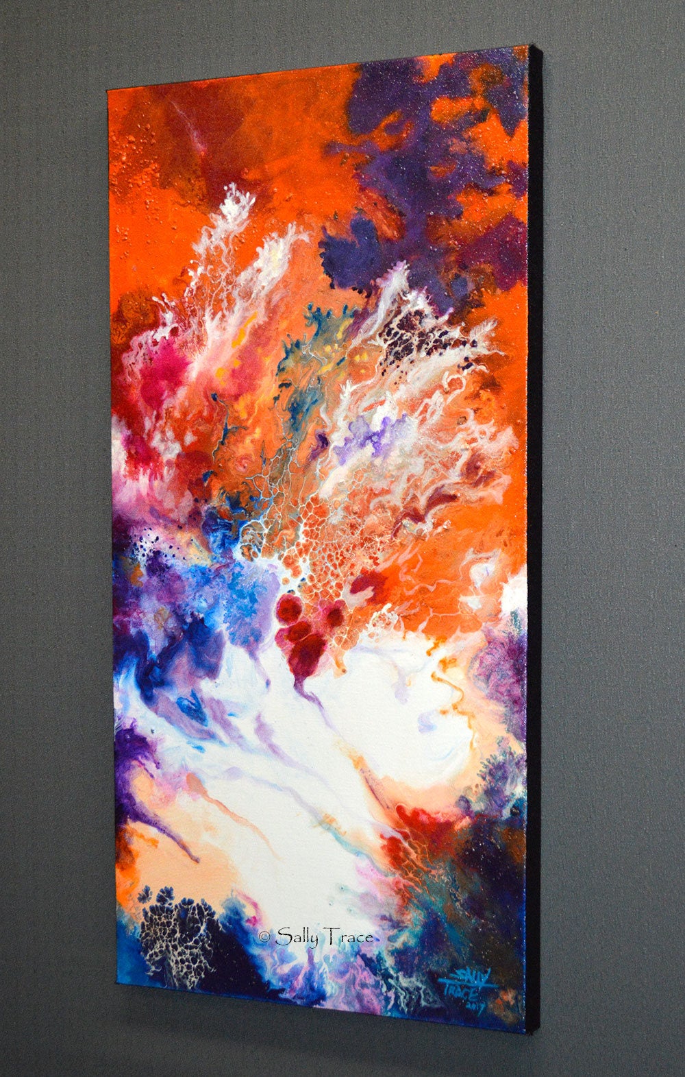 Reaching, original fluid pour painting