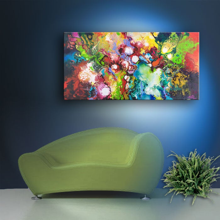 Abstract art giclee prints for living room, bedroom, office, "Inspiratus" from the orriginal acrylic on canvas paintings, room view
