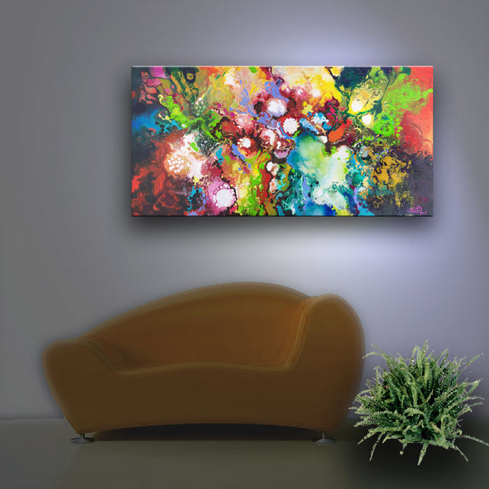 Abstract art giclee prints for living room, bedroom, office, "Inspiratus" from the orriginal acrylic on canvas paintings, room view