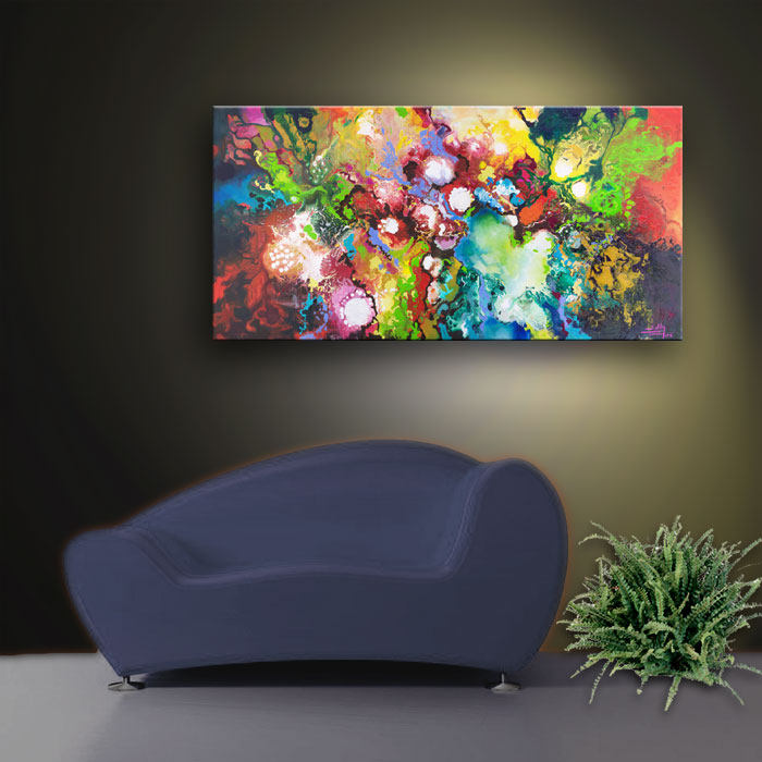 Abstract art giclee prints for living room, bedroom, office, "Inspiratus" from the orriginal acrylic on canvas paintings, room view