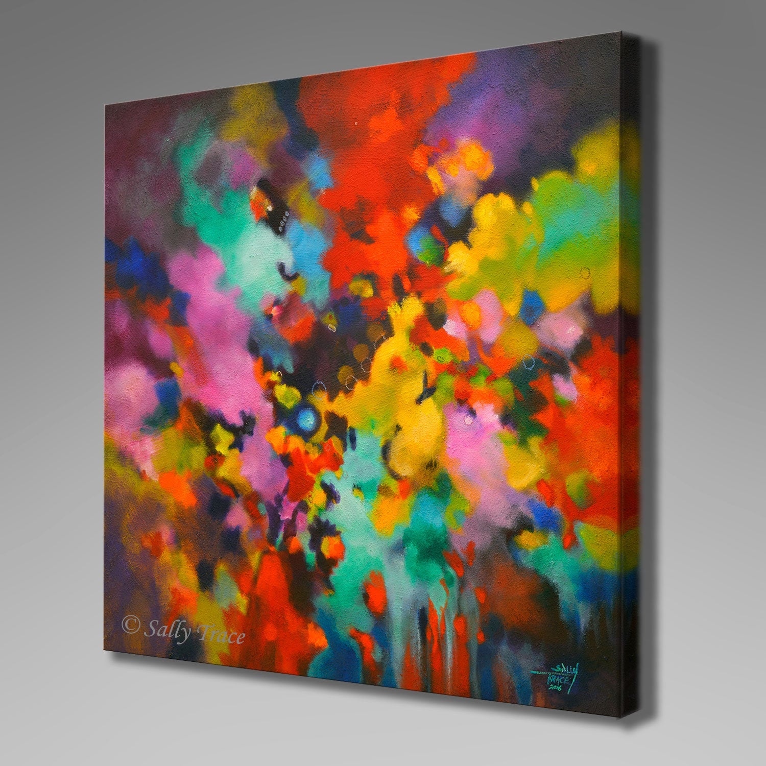 Excitation, giclee print on stretched canvas from the original textured abstract painting by Sally Trace