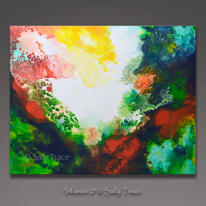 "Infusion 2" by Sally Trace, a giclee print on stretched canvas made from Sally's original modern art, contemporary fluid art abstract acrylic painting