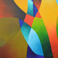 acrylic abstract paintings for sale, modern geometric hard edged original abstract painting "Interior Journey" by Sally Trace