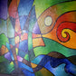 Modern geometric art painting "Into the Wind" by Sally Trace