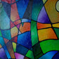 Modern geometric art painting "Into the Wind" by Sally Trace, texture detail