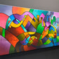 "Journey Back Home" giclee prints from the original abstract cityscape painting, modern living room wall art