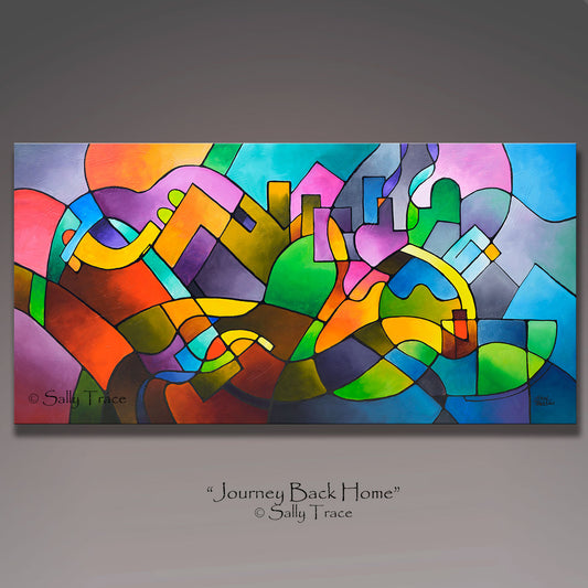 "Journey Back Home" giclee prints from the original abstract cityscape painting