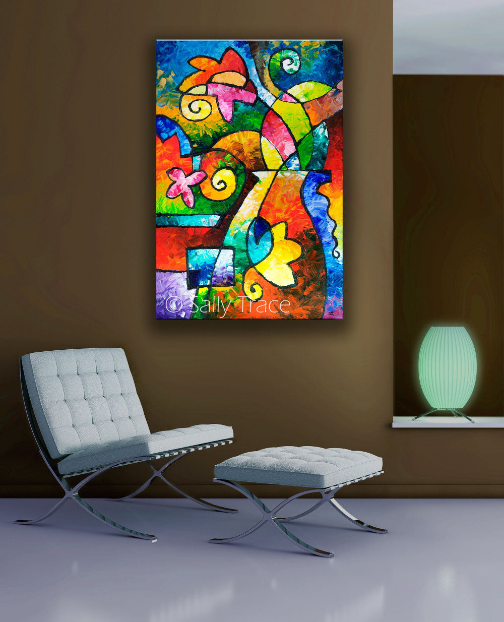 "July Blooms" Giclee Prints, Floral Geometric Abstract Art for Sale by Sally Trace