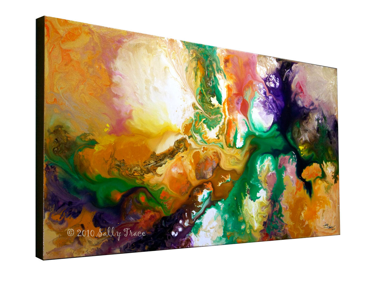 "Jupiters Moons" fluid art painting by Sally Trace that has been sold.