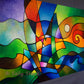 Modern geometric art painting "Into the Wind" by Sally Trace
