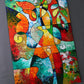 "Sweet November" original geometric textured palette knife painting by Sally Trace
