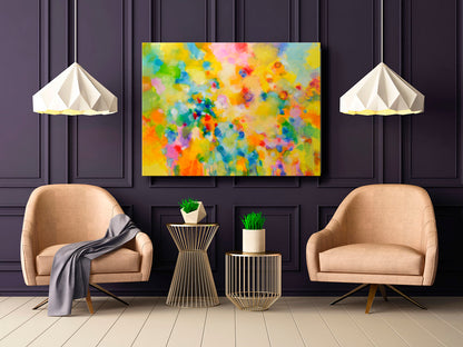 Modern contemporary art for sale by Sally Trace, "Lightness" giclee print on canvas by Sally Trace, room view