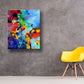 "Lilt" giclee print is made from my original abstract painting 20x24 or 25x30 inches, 1.5 inches deep Printed with rich, vivid archival pigment inks on a thick poly-cotton archival quality fine art glossy canvas. The image is mirror wrapped around the sides, and the canvas is hand-stretched on to 1.5" deep kiln-dried wooden stretcher bars and stapled on the back. Ready to hang with pre-attached hanging wire. The printed canvas has a smooth canvas texture.
