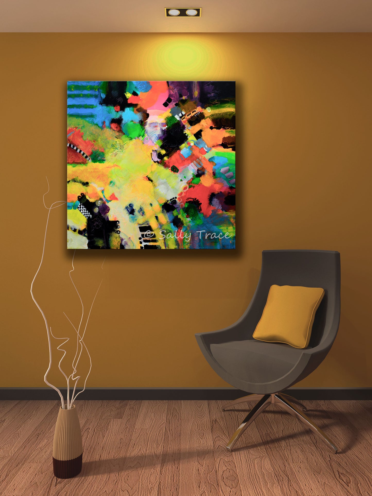 Free form color field abstract painting print by Sally Trace