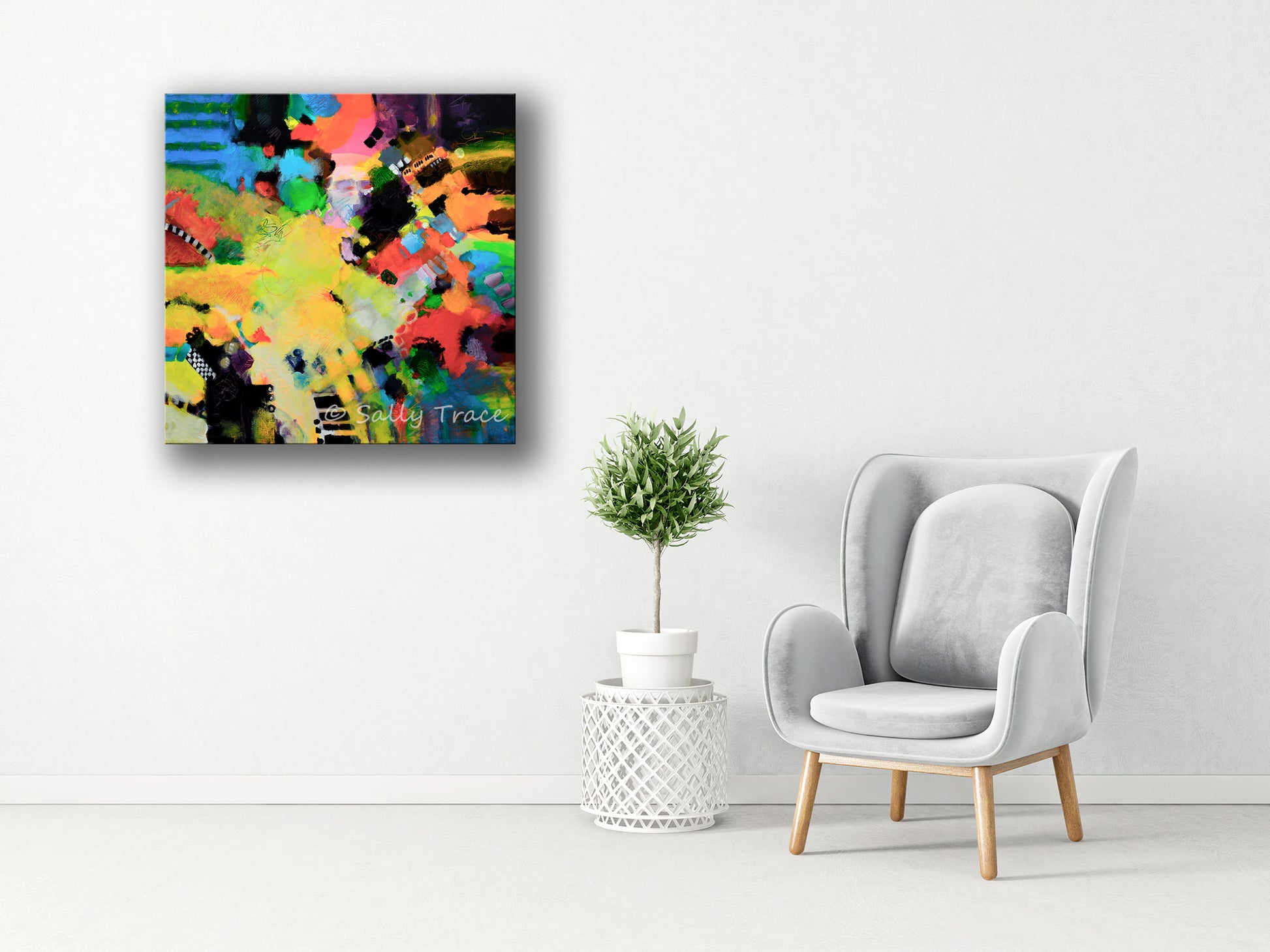 Free form color field abstract painting print by Sally Trace