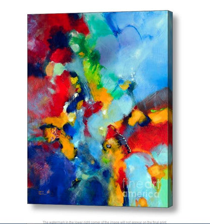 "Lilt" giclee print is made from my original abstract painting 20x24 or 25x30 inches, 1.5 inches deep Printed with rich, vivid archival pigment inks on a thick poly-cotton archival quality fine art glossy canvas. The image is mirror wrapped around the sides, and the canvas is hand-stretched on to 1.5" deep kiln-dried wooden stretcher bars and stapled on the back. Ready to hang with pre-attached hanging wire. The printed canvas has a smooth canvas texture.