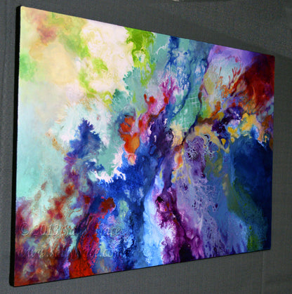 Modern fluid art abstract painting by Sally Trace, "Touch Me Here"