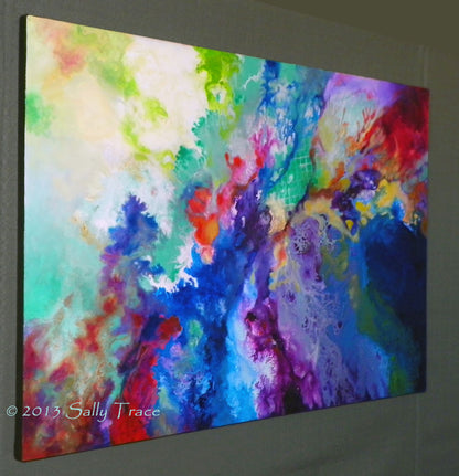 Modern fluid art abstract painting by Sally Trace, "Touch Me Here"