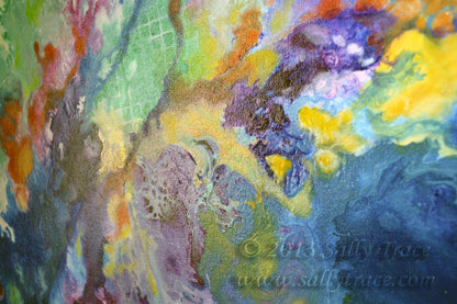 Modern fluid art abstract painting by Sally Trace, "Touch Me Here"