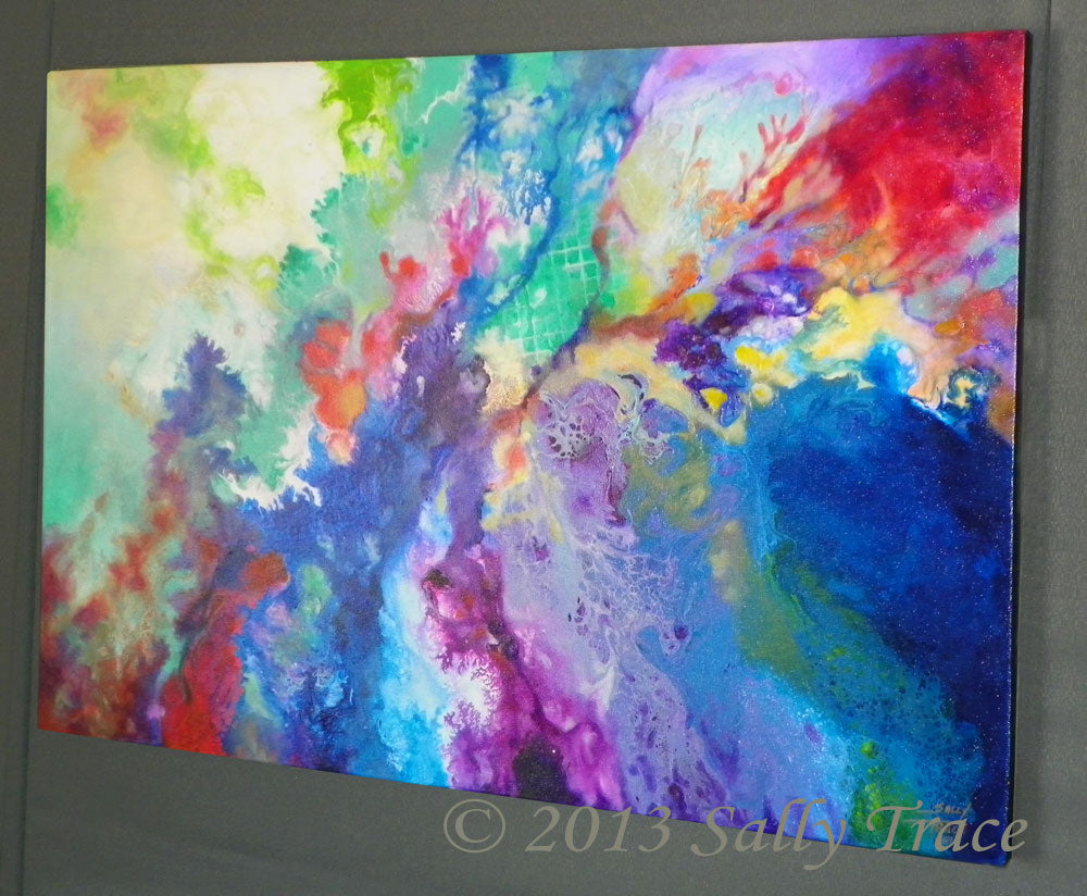 Modern fluid art abstract painting by Sally Trace, "Touch Me Here"