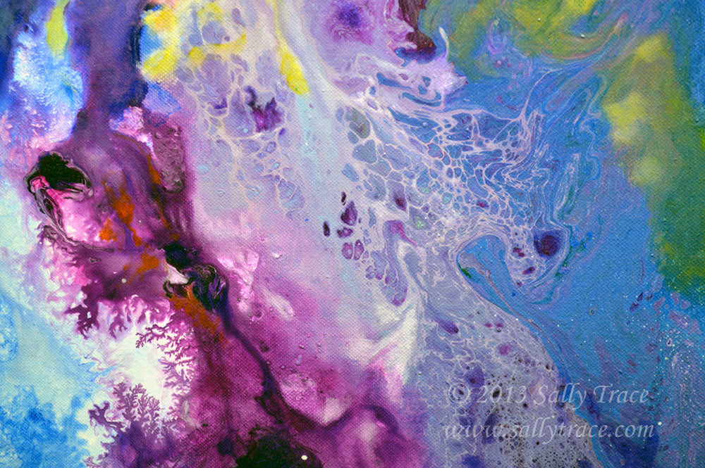 Modern fluid art abstract painting by Sally Trace, "Touch Me Here"