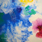 Nebula 35, original fluid art acrylic pour painting by Sally Trace, close up