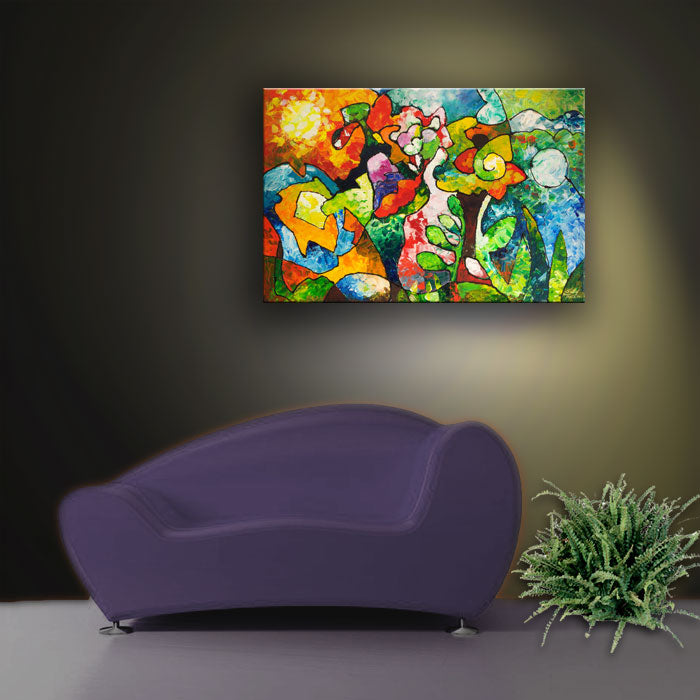 In Bloom, abstract palette knife garden art painting