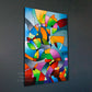 Modern geometric abstract art original acrylic painting on canvas "Information Paradox" by Sally Trace, left side view