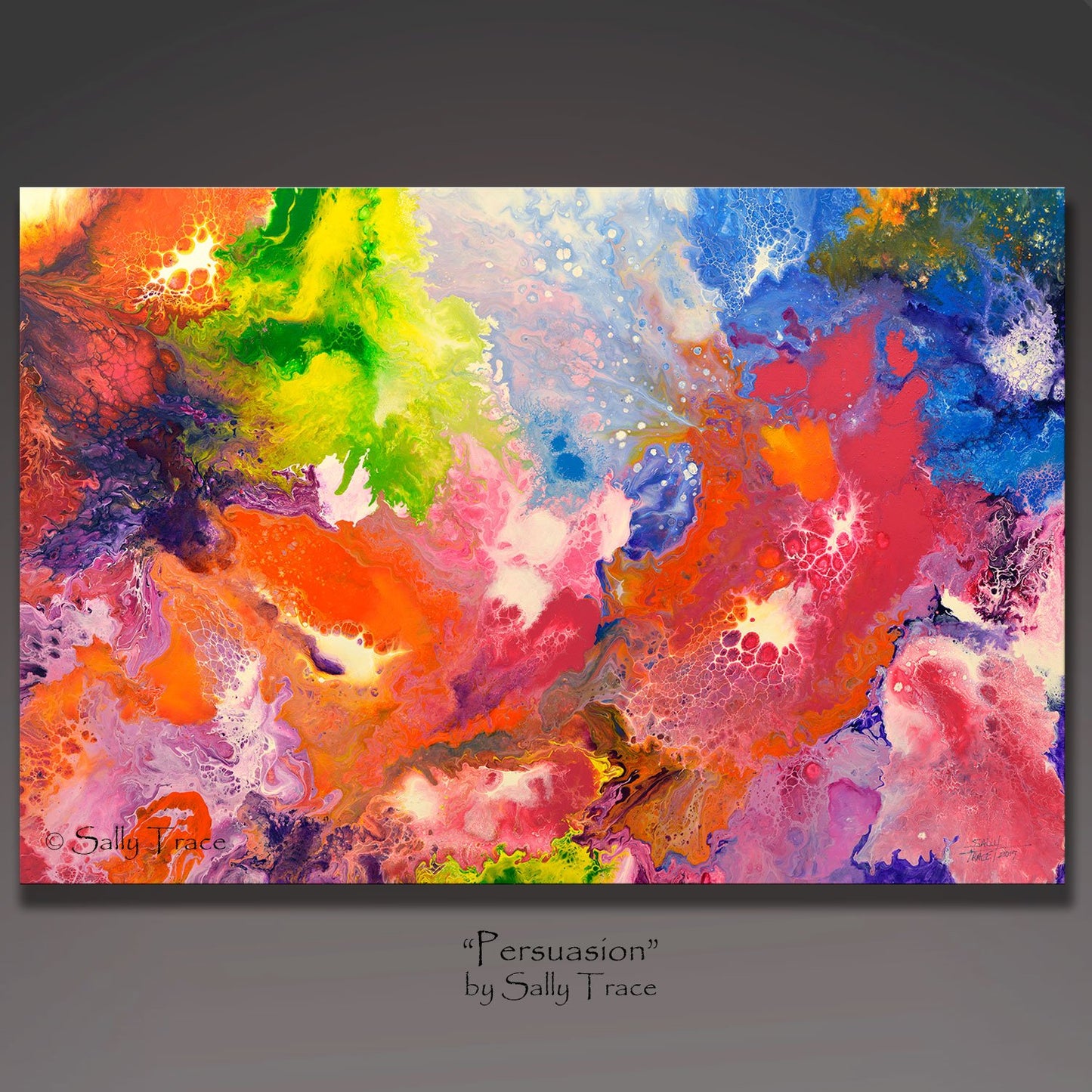 Playful Persuasion, original abstract fluid painting by Sally Trace