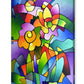 Pinwheel Blooms, modern contemporary geometric floral abstract painting print by Sally Trace, side view