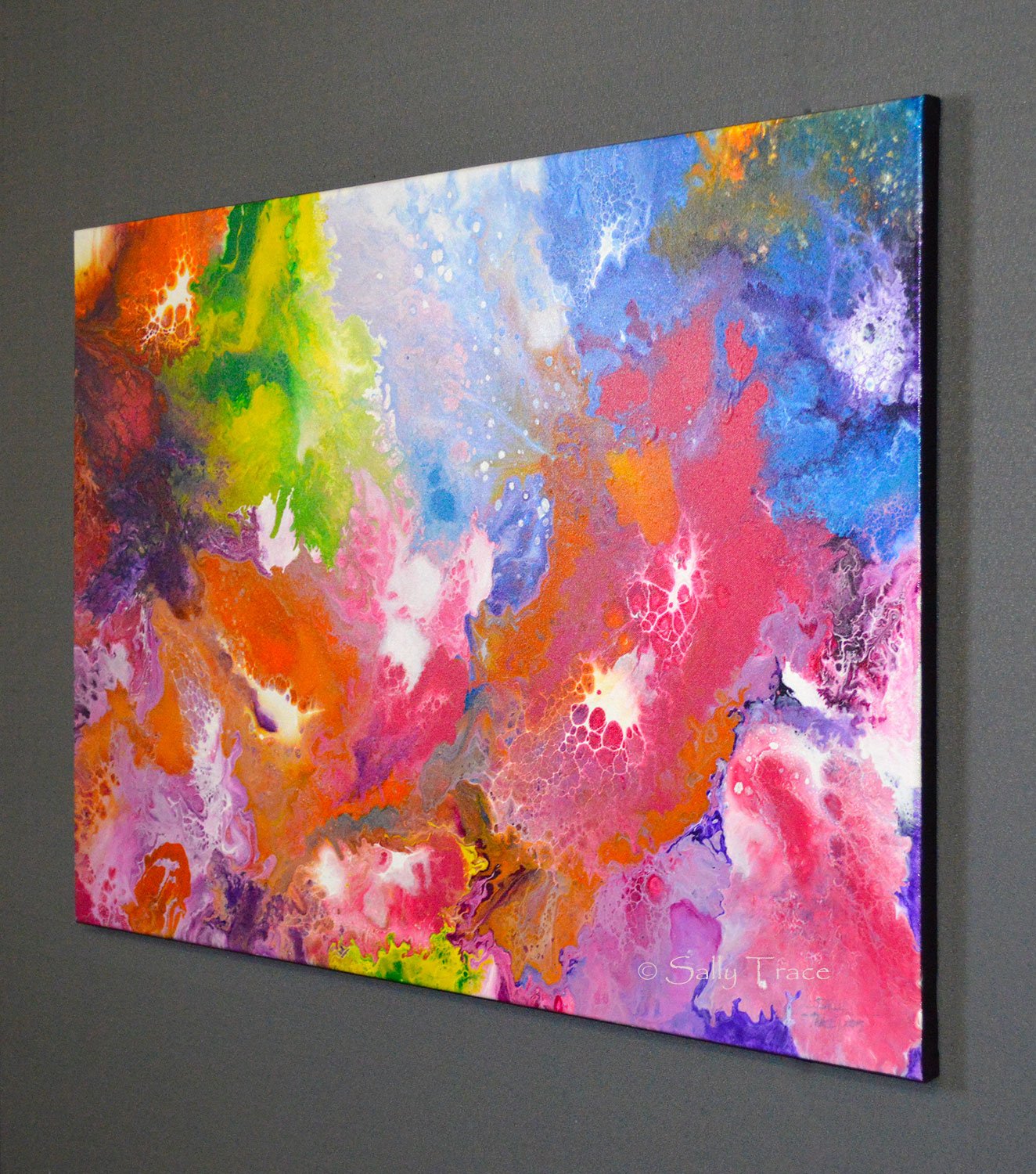 Playful Persuasion, original abstract fluid painting by Sally Trace