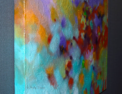 Points of Reference original textured mixed media painting by Sally Trace, side view