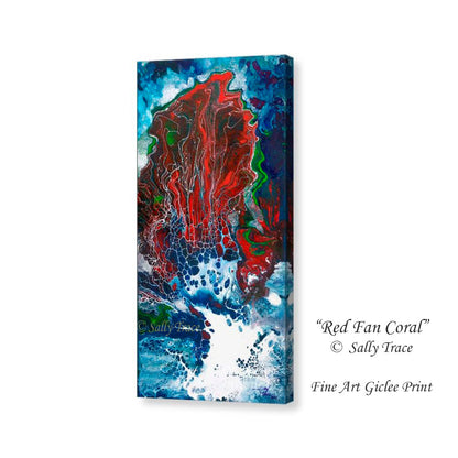 Red Fan Coral, abstract modern print on canvas by Sally Trace