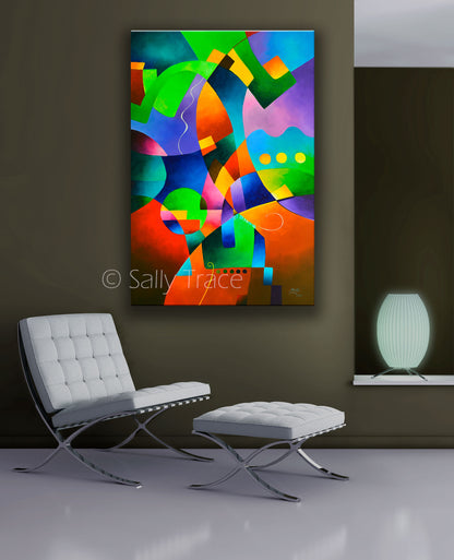 Modern abstract art print for sale by Sally Trace, hard-edged geometric abstract fine art print