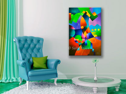 Modern abstract art print for sale by Sally Trace, hard-edged geometric abstract fine art print